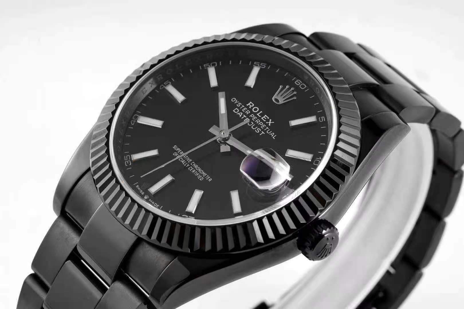 Datejust 41 Black Dial with Stick Markers in PVD Black